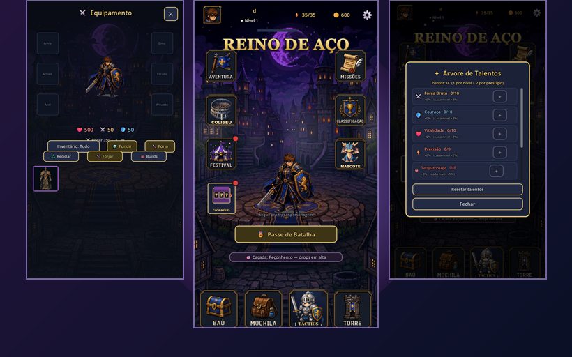 Reino de Aço — RPG de cartas para Android desenvolvido pela DGtec